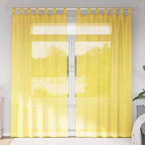 Tende in Voile con Passanti 2 pz Giallo 140x225 cm