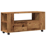 Mobile Porta TV con Ruote Legno Antico 102x34,5x43cm Truciolato