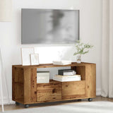 Mobile Porta TV con Ruote Legno Antico 102x34,5x43cm Truciolato