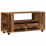 Mobile Porta TV con Ruote Legno Antico 102x34,5x43cm Truciolato