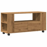 Mobile Porta TV con Ruote Artigianale 102x34,5x43 cm Truciolato