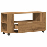 Mobile Porta TV con Ruote Artigianale 102x34,5x43 cm Truciolato