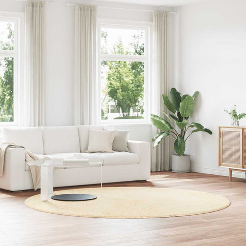 Tappeto Shaggy a Pelo Lungo NAVARRA Crema 240x240 cm poliestere