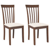Sedie da Pranzo con Cuscini 2pz Marrone Legno Massello di Hevea