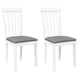 Sedie da Pranzo con Cuscini 2 pz Bianco Legno Massello di Hevea