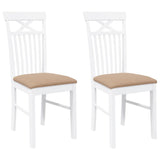 Sedie da Pranzo con Cuscini 2 pz Bianco Legno Massello di Hevea