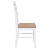 Sedie da Pranzo con Cuscini 2 pz Bianco Legno Massello di Hevea