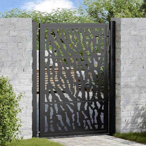 Cancello Giardino Nero 105x130 cm in Acciaio Design a Traccia