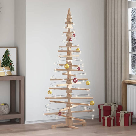 Albero di Natale Decorativo in Legno 180 cm Legno Massello Pino