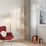 Albero di Natale Decorativo in Legno 210 cm Legno Massello Pino