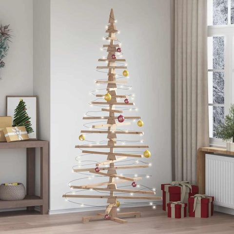 Albero di Natale Decorativo in Legno 210 cm Legno Massello Pino