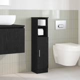 Mobile da Bagno con Portarotolo Nero 20,5x22x90 cm