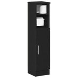 Mobile da Bagno con Portarotolo Nero 20,5x22x90 cm
