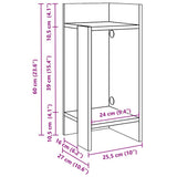 Tavolino Laterale con Ripiano Rovere Fumo 25,5x27x60 cm
