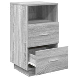Comodino con 2 Cassetti Grigio Sonoma 36x36x68 cm