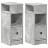 Comodini 2 pz con Cassetto Grigio Cemento 25x31x66 cm
