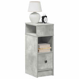 Comodini 2 pz con Cassetto Grigio Cemento 25x31x66 cm