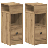 Comodini 2 pz con Cassetto Rovere Artigianale 25x31x66 cm