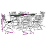 Set da Pranzo da Giardino 7pz 180x90x75cm Legno Massello Acacia