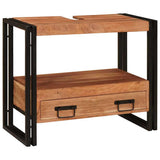 Armadio da bagno con cassetto Marrone Legno di Acacia Massello