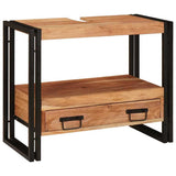 Armadio da bagno con cassetto Marrone Legno di Acacia Massello