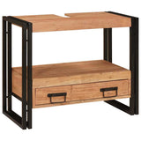 Armadio da bagno con cassetto Marrone Legno di Acacia Massello