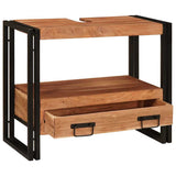 Armadio da bagno con cassetto Marrone Legno di Acacia Massello