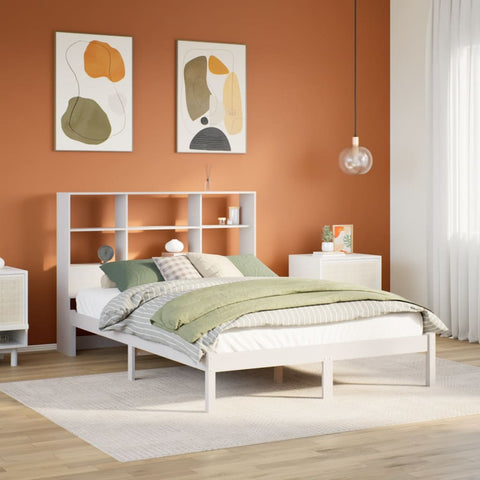 Letto Libreria senza Materasso Bianco 120x200 cm Legno di Pino