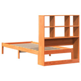 Letto Libreria senza Materasso Marrone Cera 90x190 cm in Pino