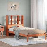 Letto Libreria senza Materasso Marrone Cera 90x190 cm in Pino