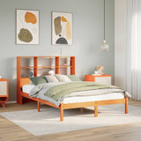 Letto Libreria senza Materasso Marrone Cera 120x190 cm in Pino