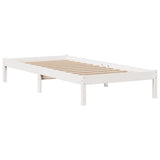 Letto Libreria senza Materasso Bianco 90x190 cm Massello Pino