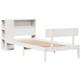 Letto Libreria senza Materasso Bianco 90x190 cm Massello Pino