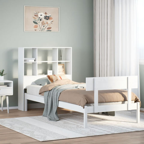 Letto Libreria senza Materasso Bianca 90x200 cm Legno di Pino