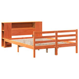 Letto Libreria senza Materasso Marrone Cera 150x200 cm in Pino