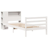Letto Libreria senza Materasso Bianco 90x190 cm Massello Pino
