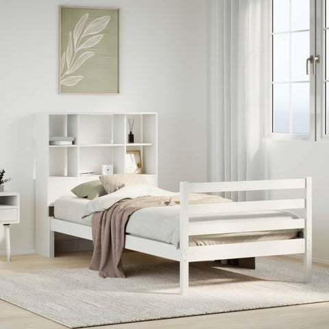 Letto Libreria senza Materasso Bianca 90x200 cm Legno di Pino