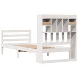 Letto Libreria senza Materasso Bianco 90x190 cm Massello Pino