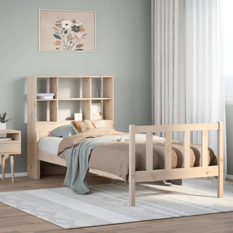 Letto Libreria senza Materasso 90x190 cm Legno Massello Pino
