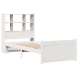 Letto Libreria senza Materasso Bianco 90x190 cm Massello Pino