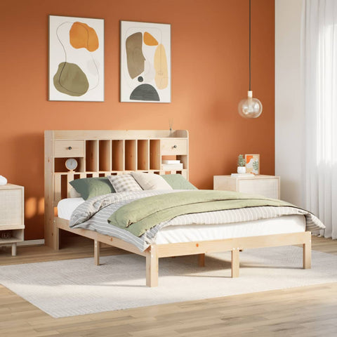 Letto Libreria senza Materasso 150x200 cm in Legno di Pino