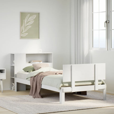 Letto Libreria senza Materasso Bianca 90x200 cm Legno di Pino