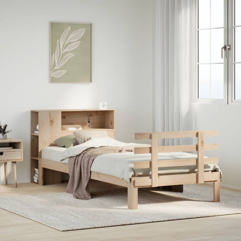 Letto Libreria senza Materasso 90x200 cm Legno Massello Pino