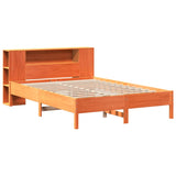 Letto Libreria senza Materasso Marrone Cera 150x200 cm in Pino