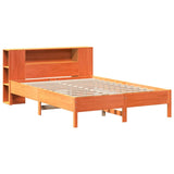 Letto Libreria senza Materasso Marrone Cera 120x200 cm in Pino