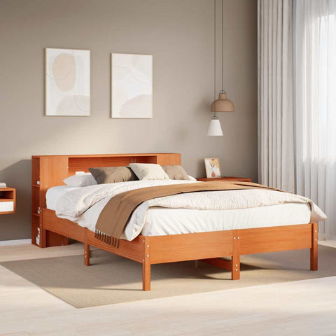 Letto Libreria senza Materasso Marrone Cera 120x190 cm in Pino