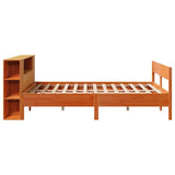 Letto Libreria senza Materasso Marrone Cera 150x200 cm in Pino