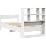 Letto Libreria senza Materasso Bianco 90x190 cm Massello Pino