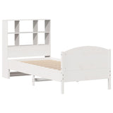 Letto Libreria senza Materasso Bianca 90x200 cm Legno di Pino