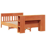 Letto Libreria senza Materasso Marrone Cera 150x200 cm in Pino